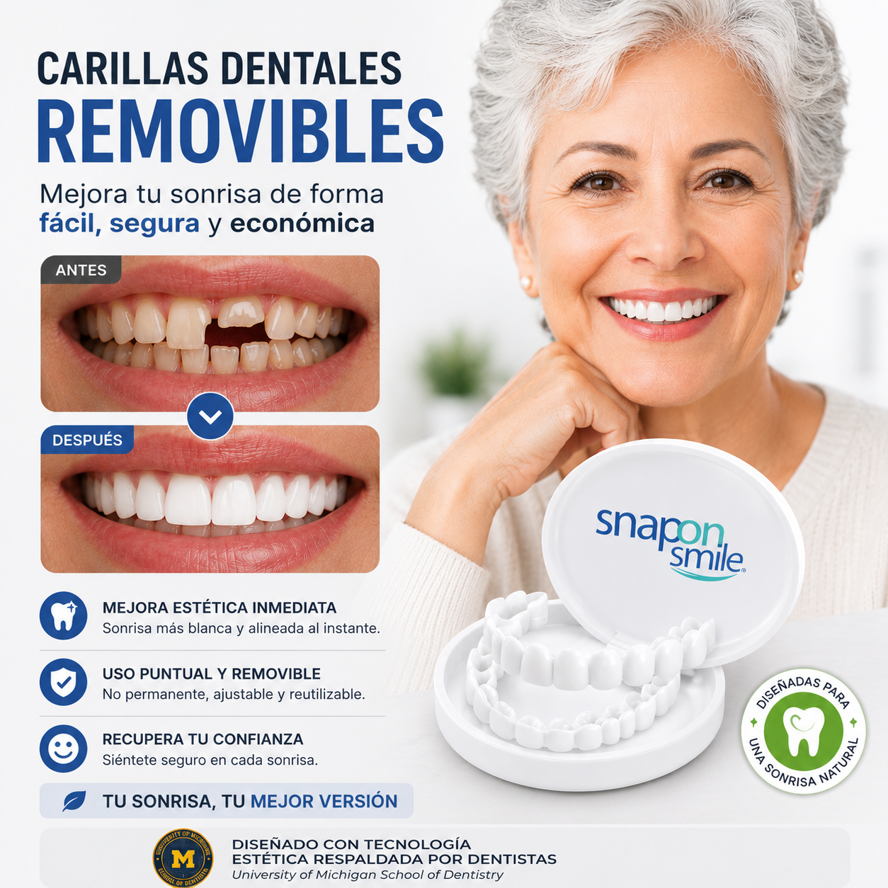SNAP SMILE™ CARILLAS DENTALES REMOVIBLES